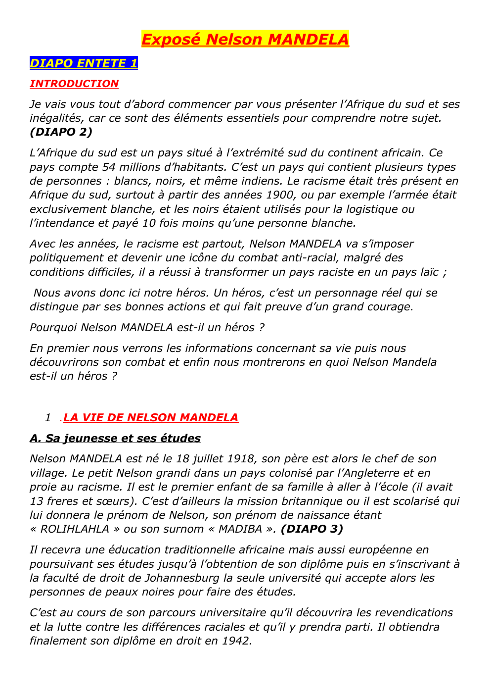 Prévisualisation du document Exposé Nelson MANDELA