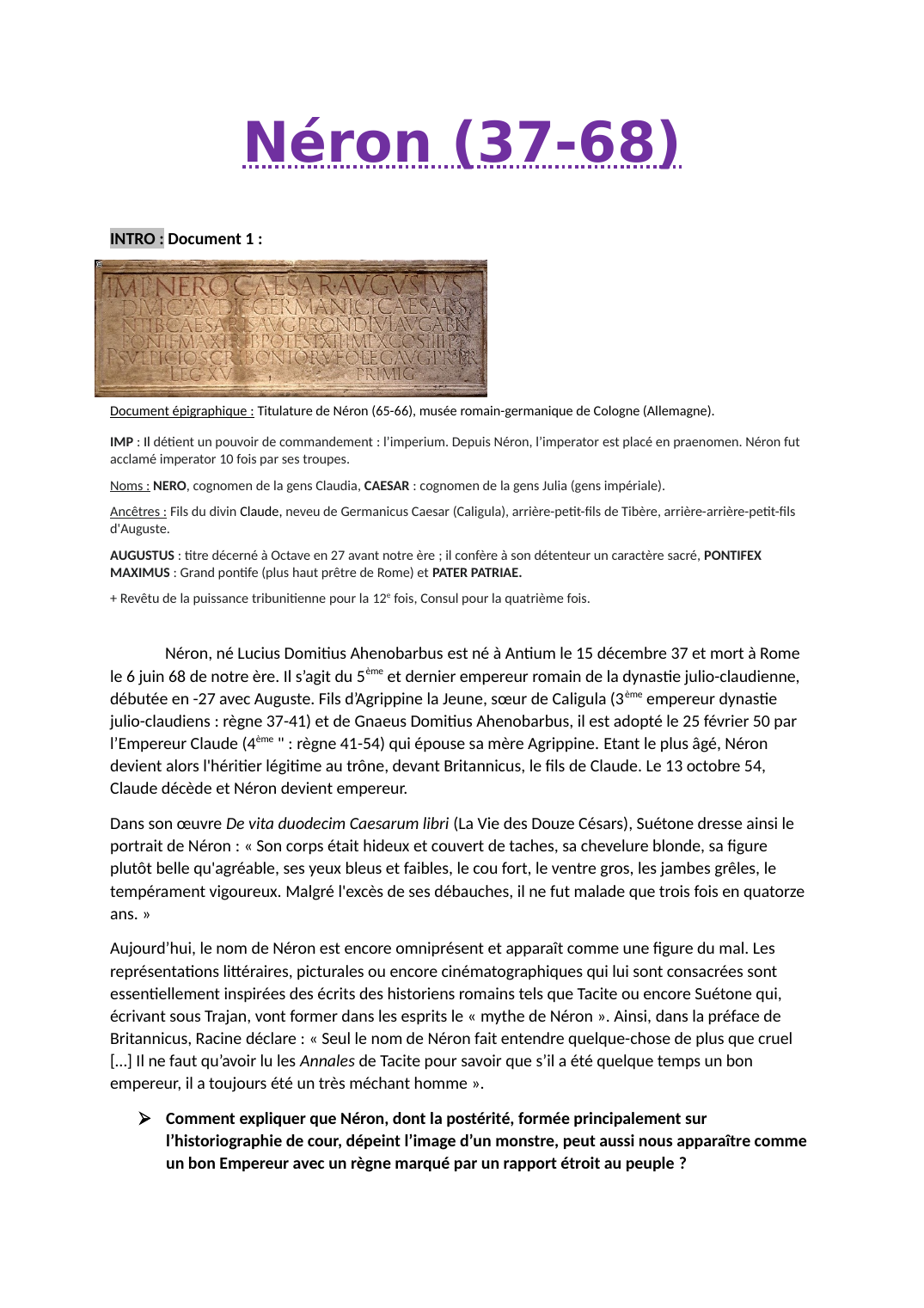 Prévisualisation du document Exposé ou dissertation sur Néron