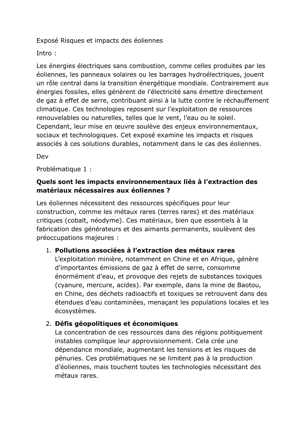 Prévisualisation du document Exposé Risques et impacts des éoliennes