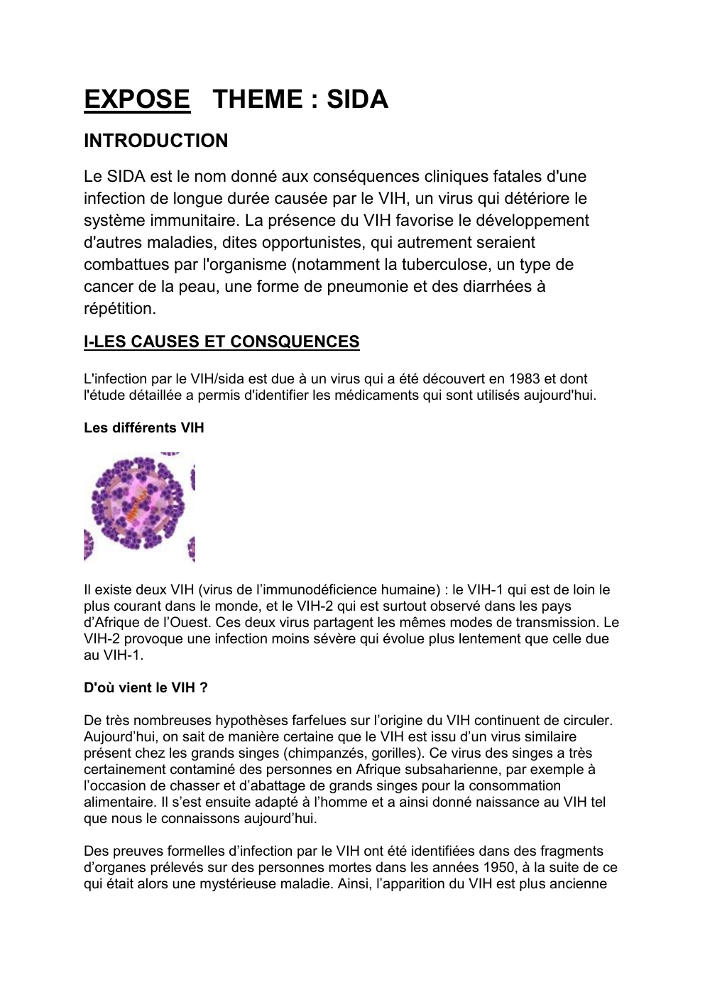 Prévisualisation du document exposé sida