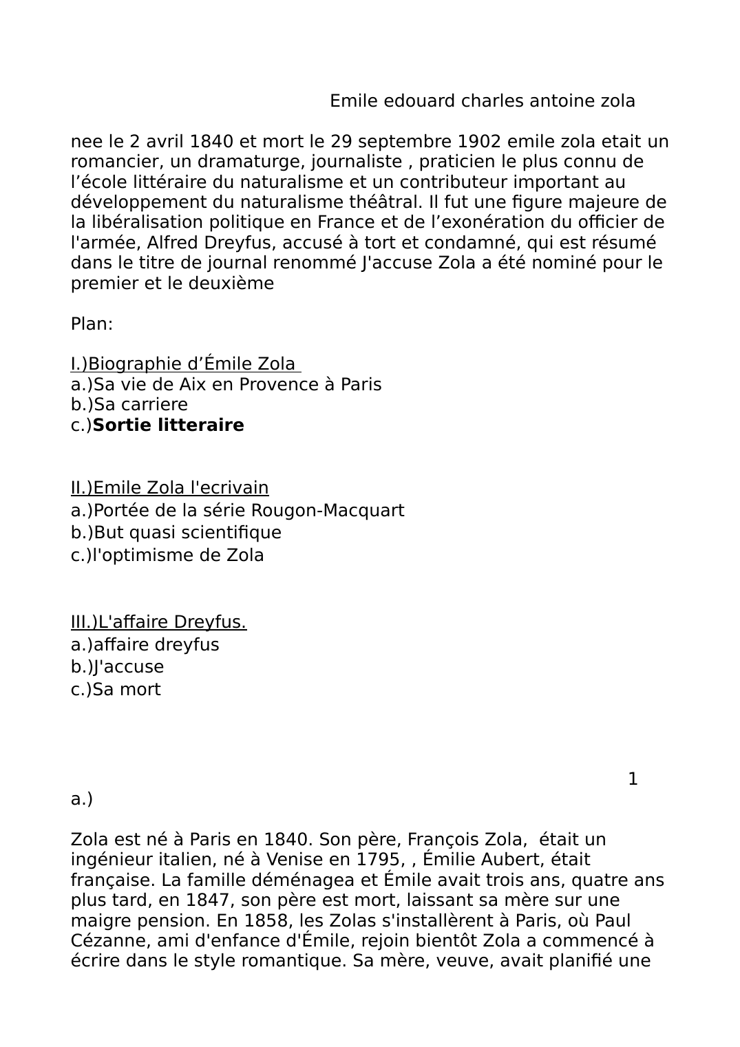 Prévisualisation du document Exposé sur Emile Zola