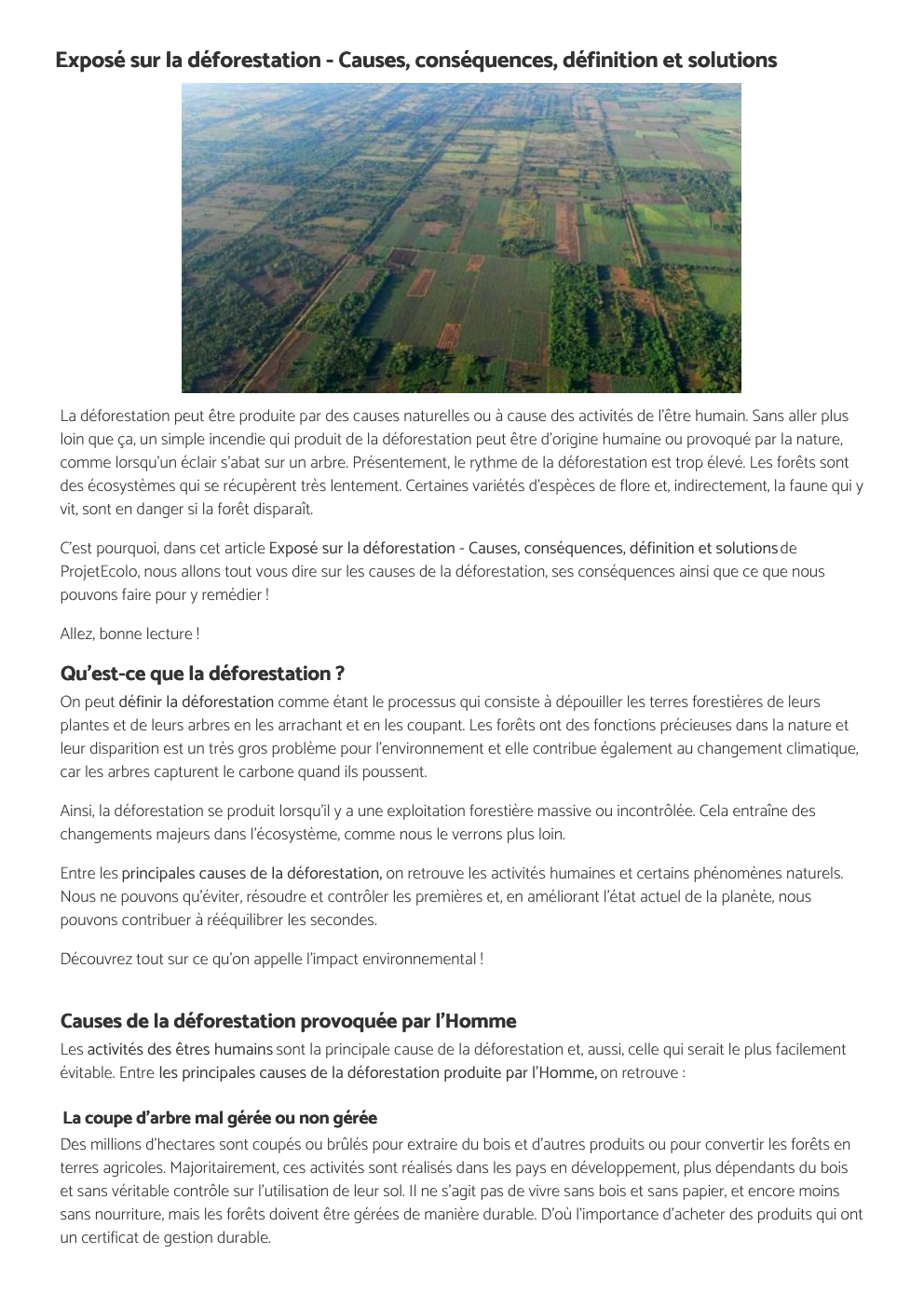 Prévisualisation du document Exposé sur la déforestation - Causes, conséquences, définition et solutions