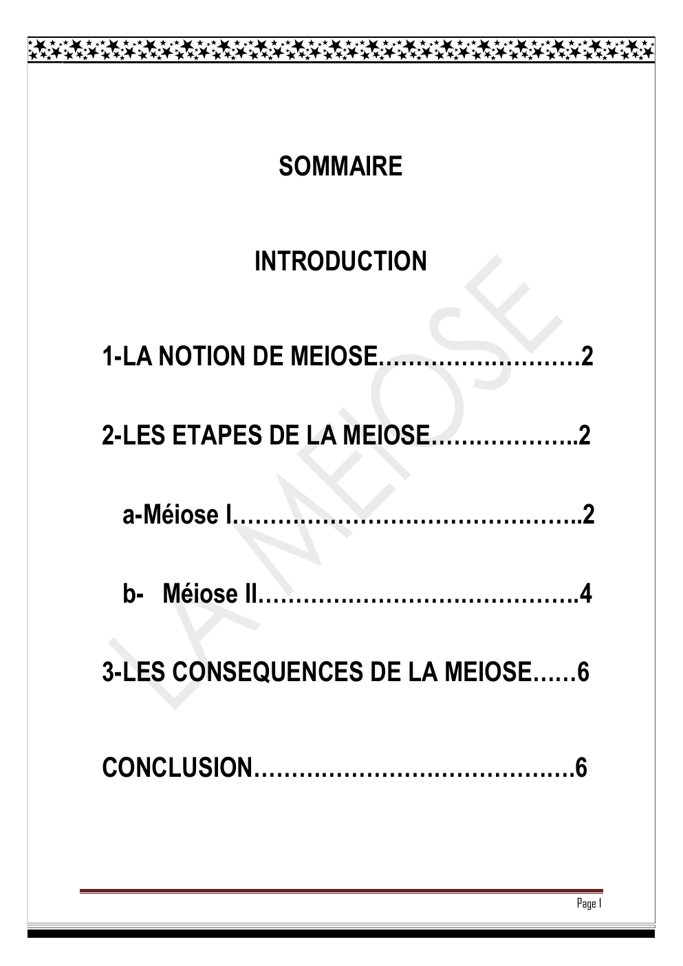Prévisualisation du document exposé sur la méiose