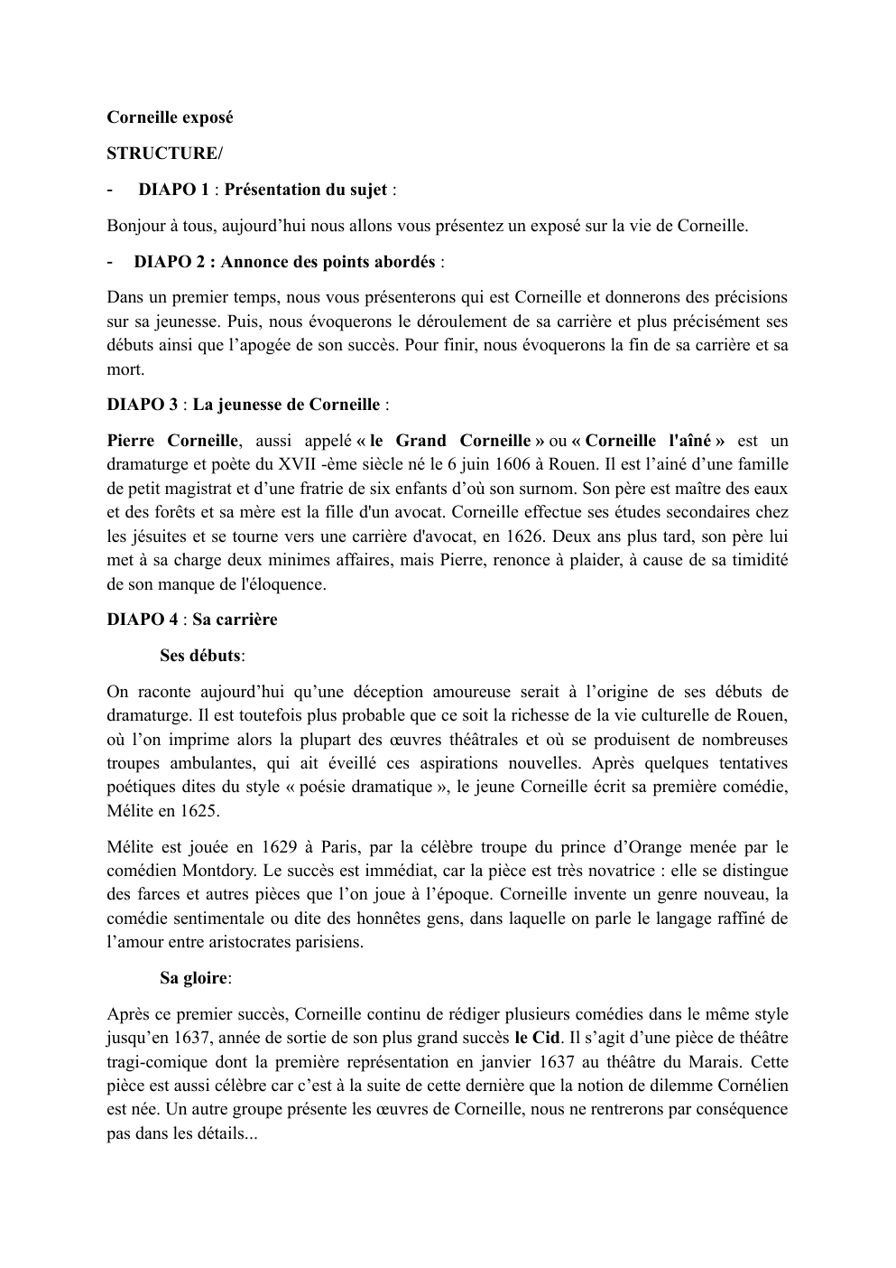 Prévisualisation du document Exposé sur la Vie de Corneille