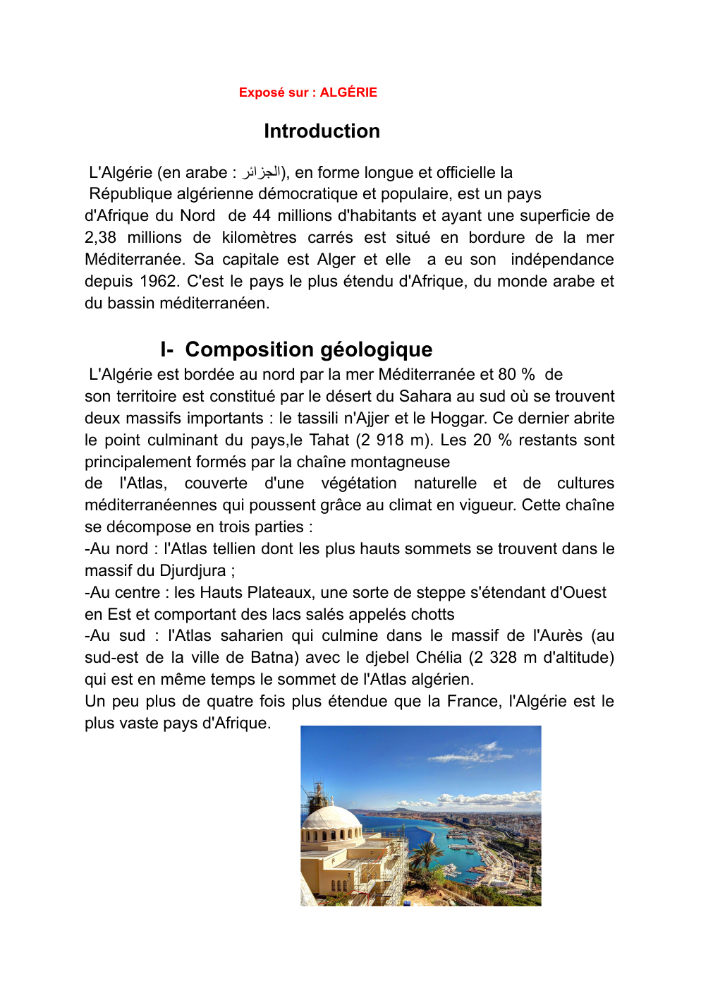 Prévisualisation du document exposé sur l'algérie