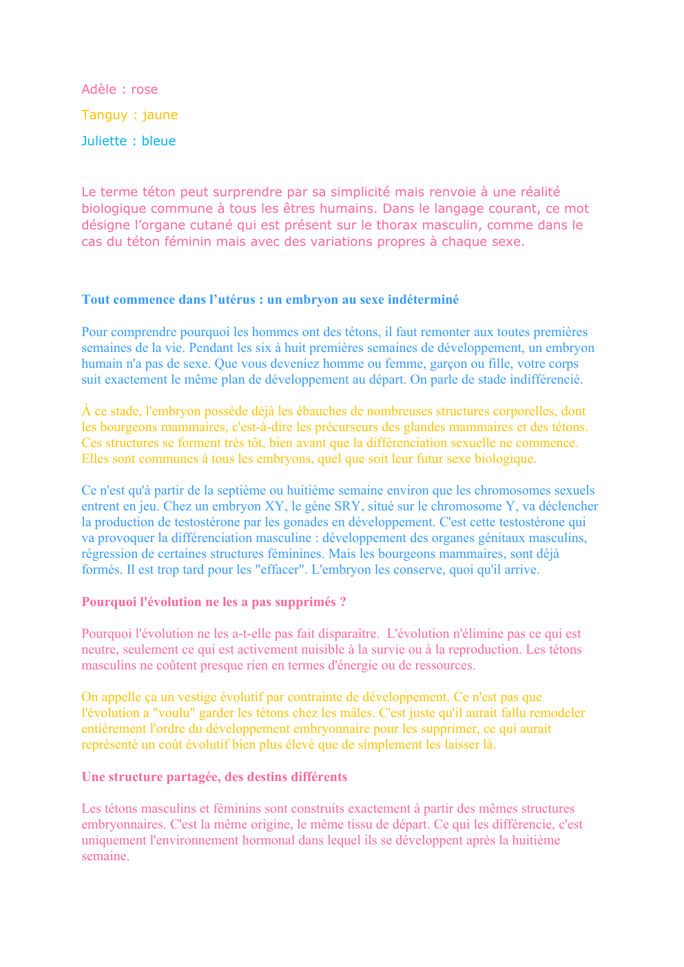 Prévisualisation du document Expose sur le tétons humain