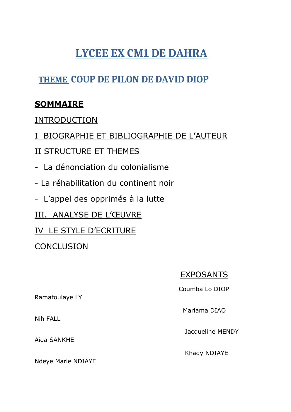 Prévisualisation du document expose sur l'éducation dans une si longue lettre