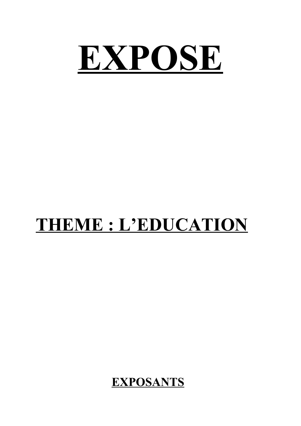 Prévisualisation du document Exposé sur l'éducation