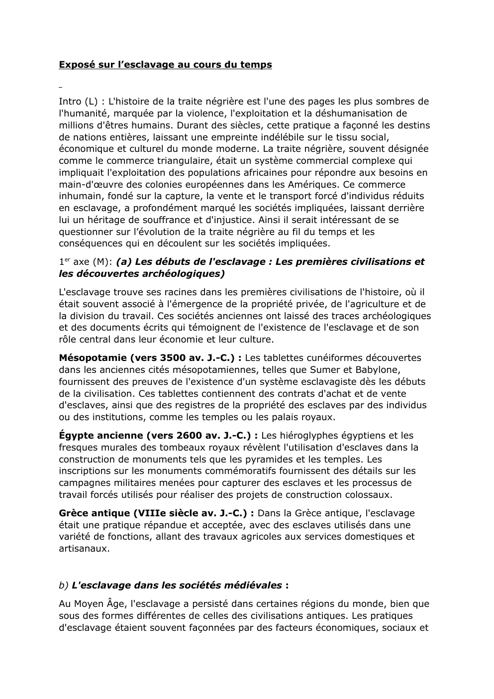 Prévisualisation du document Exposé sur l’esclavage au cours du temps