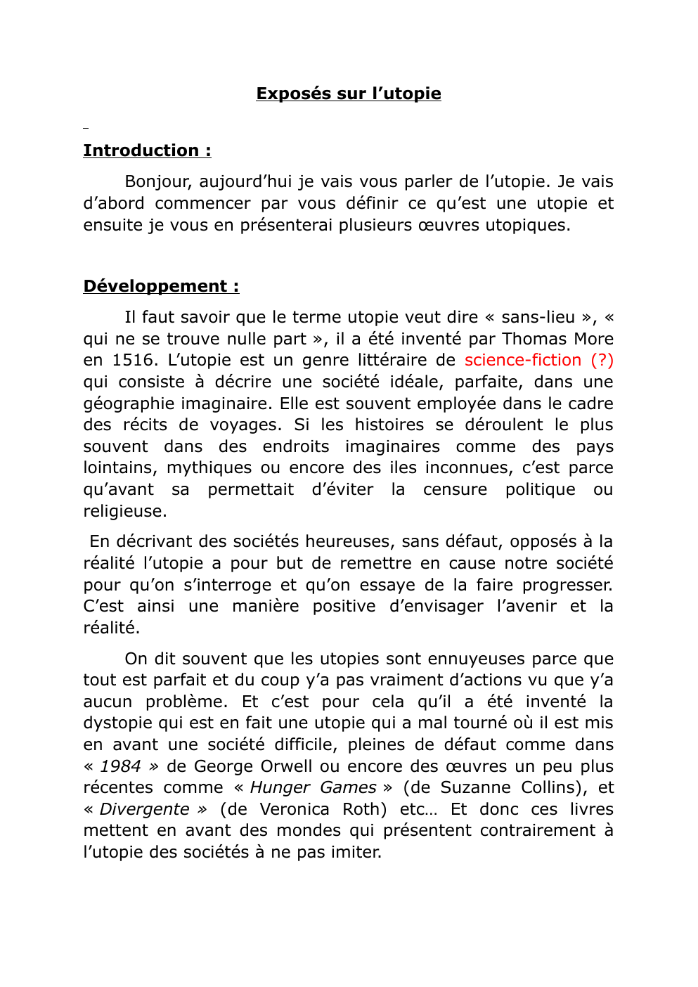 Prévisualisation du document exposé sur l'utopie