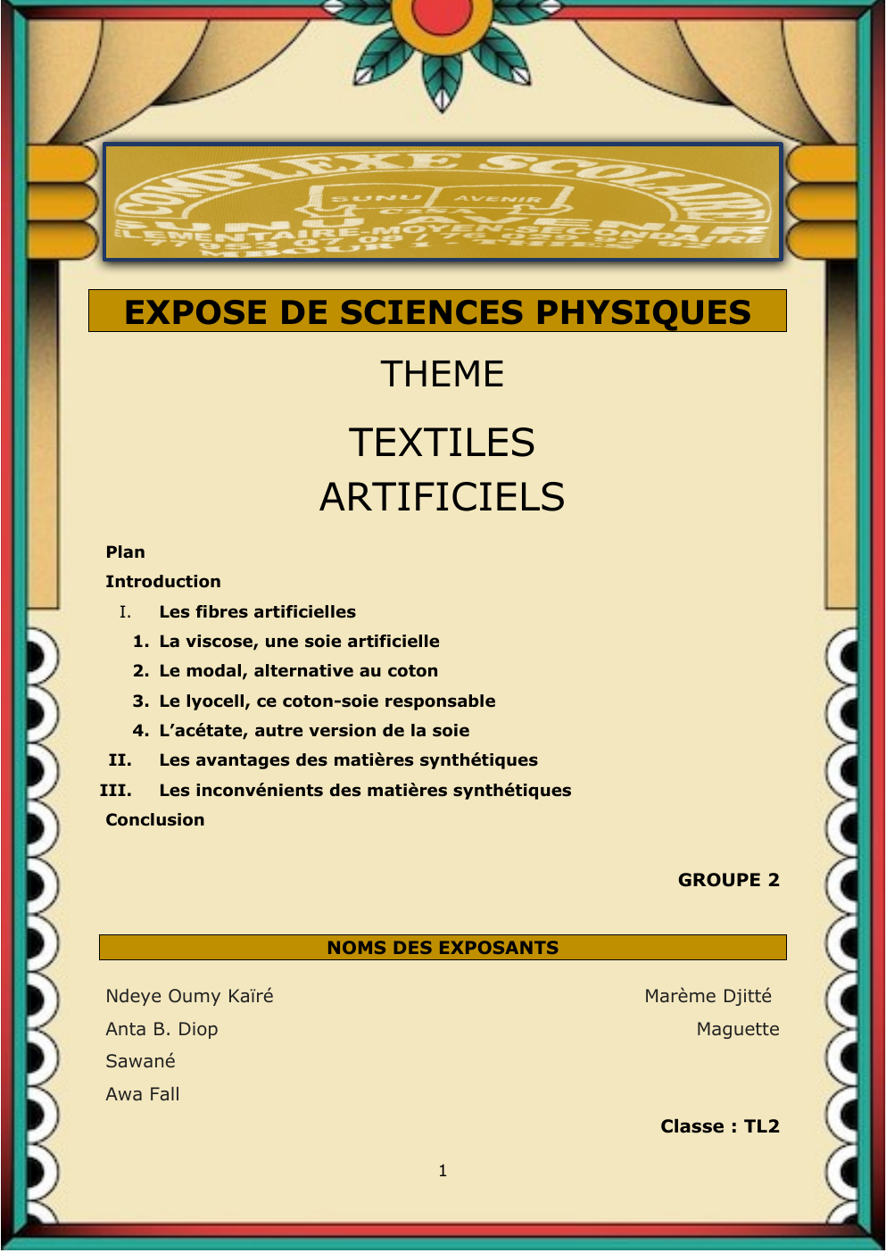 Prévisualisation du document EXPOSE Textiles artificiels