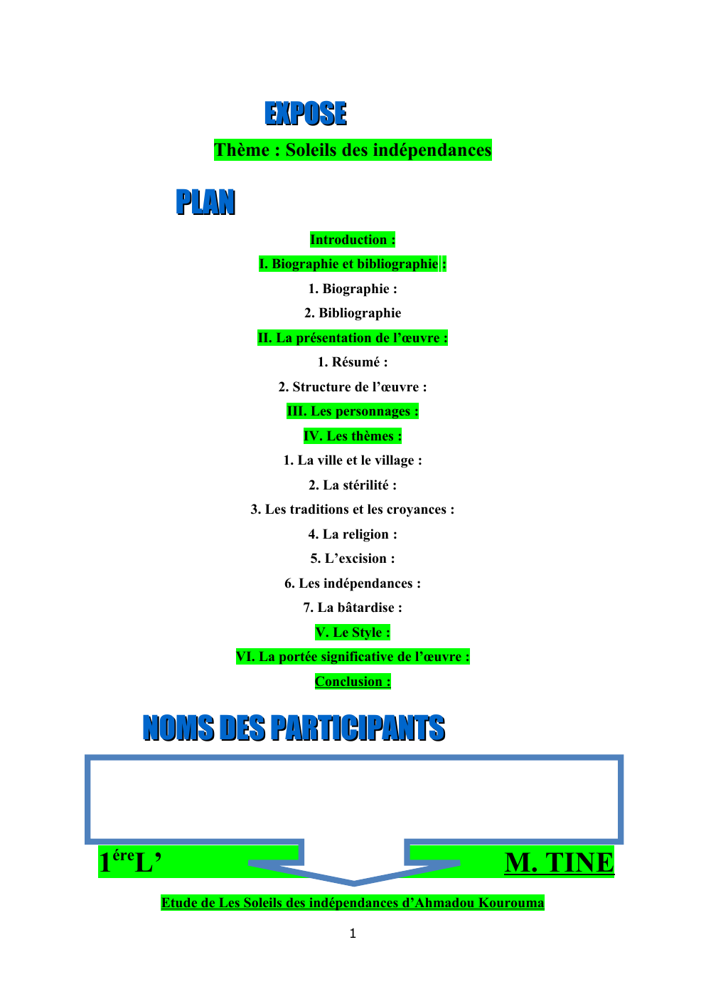 Prévisualisation du document EXPOSE Thème : Soleils des indépendances