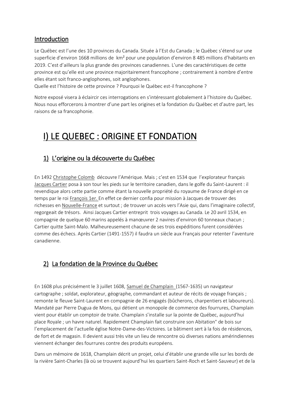 Prévisualisation du document Exposé: uelle est l’histoire de cette province ? Pourquoi le Québec est-il francophone ?