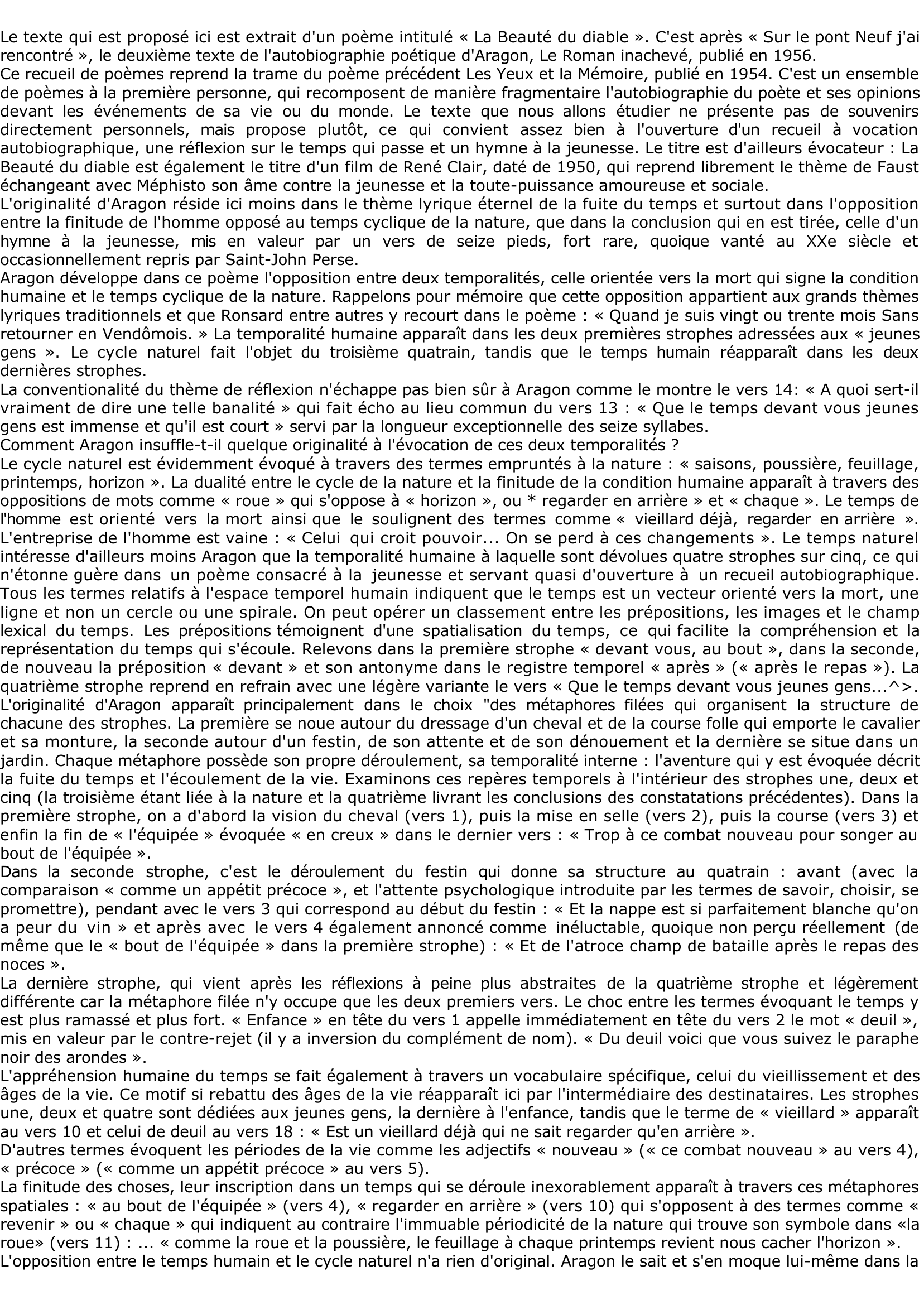Prévisualisation du document Extrait de "La beauté du diable" - Louis Aragon in Le Roman Inachevé.