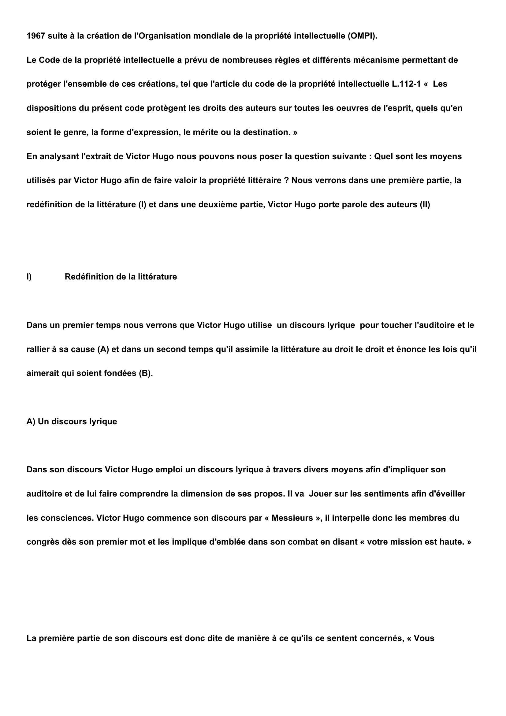 Prévisualisation du document Extrait du discours du congrès littéraire internationale de Victor Hugo