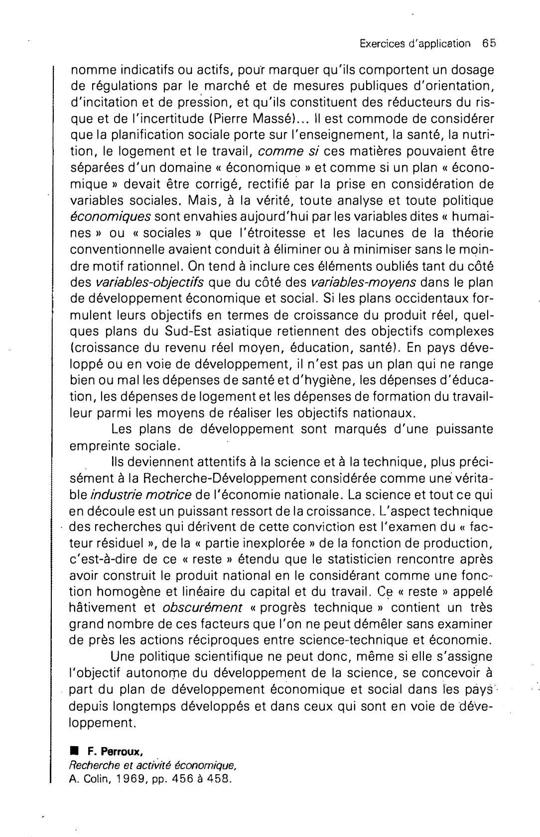 Prévisualisation du document F. Perroux, Recherche et activité économique