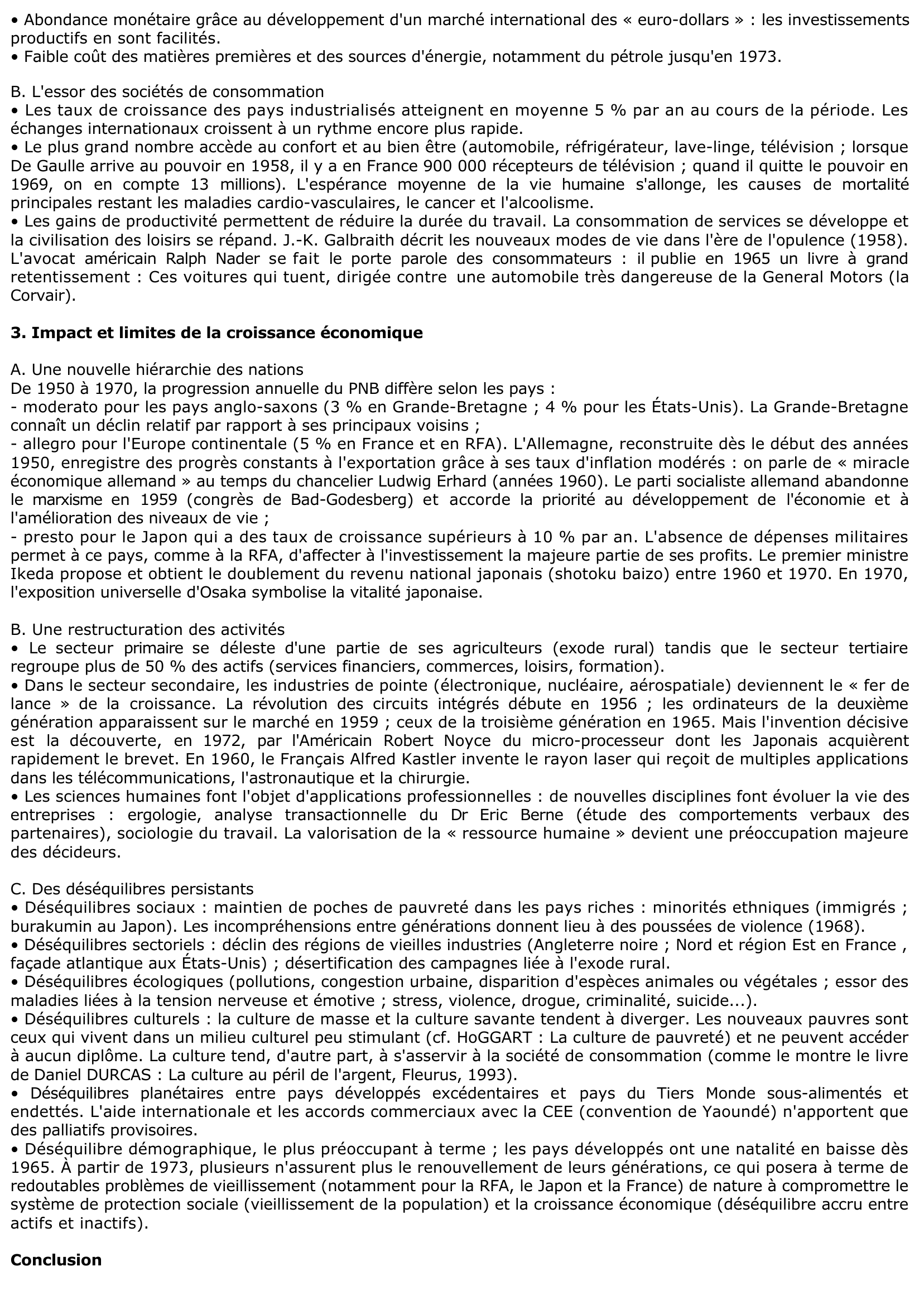 Prévisualisation du document Facteurs, caractères et limites de la croissanceéconomique des pays occidentaux, de 1945 au début des années 1970 ? (histoire)