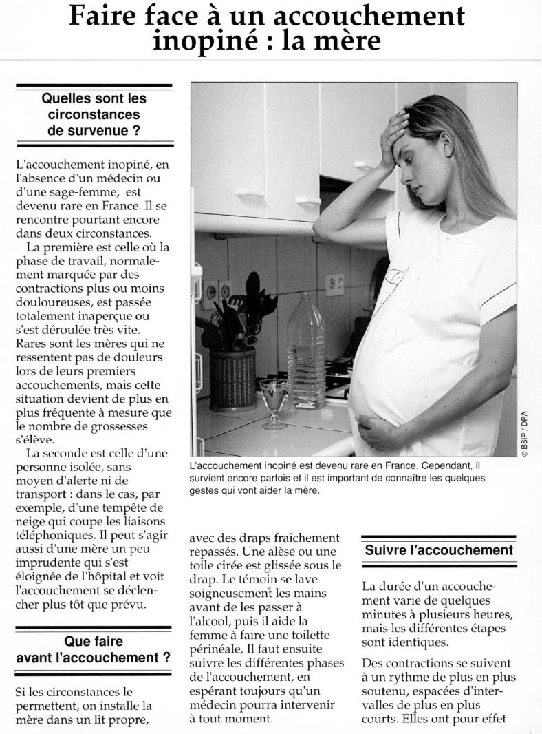Prévisualisation du document Faire face à un accouchementinopiné: la mère.