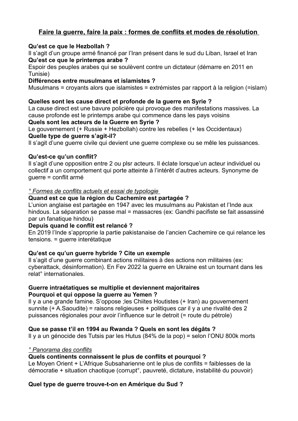 Prévisualisation du document Faire la guerre, faire la paix : formes de conflits et modes de résolution Qu’est ce que le Hezbollah ?