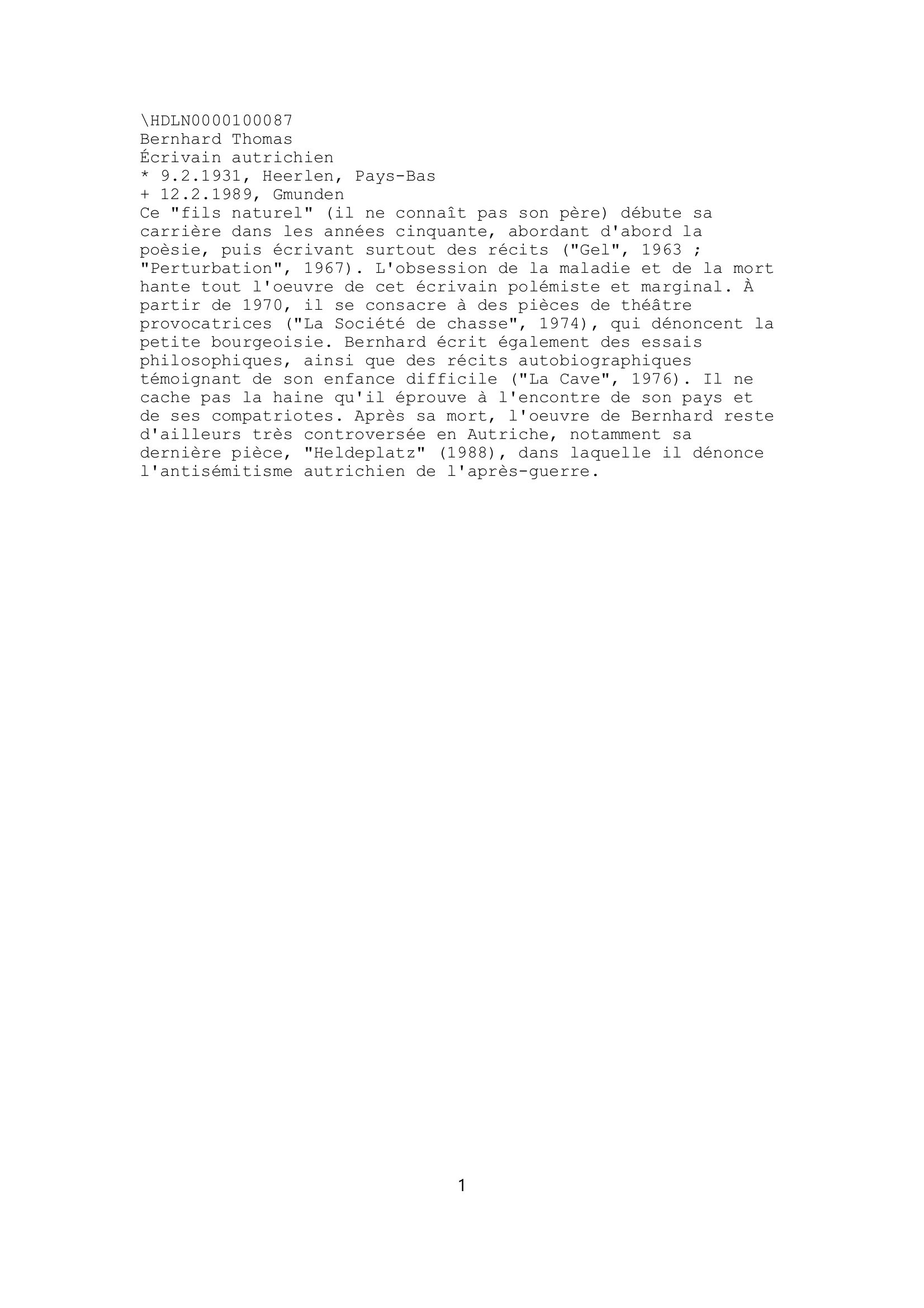 Prévisualisation du document Faiseur de théâtre, le [Thomas Bernhard] - Fiche de lecture.