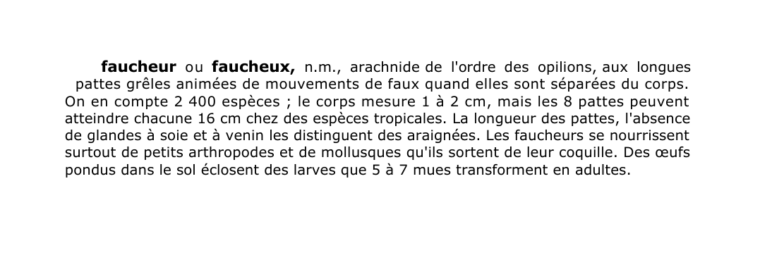 Prévisualisation du document faucheur o u faucheux, n.