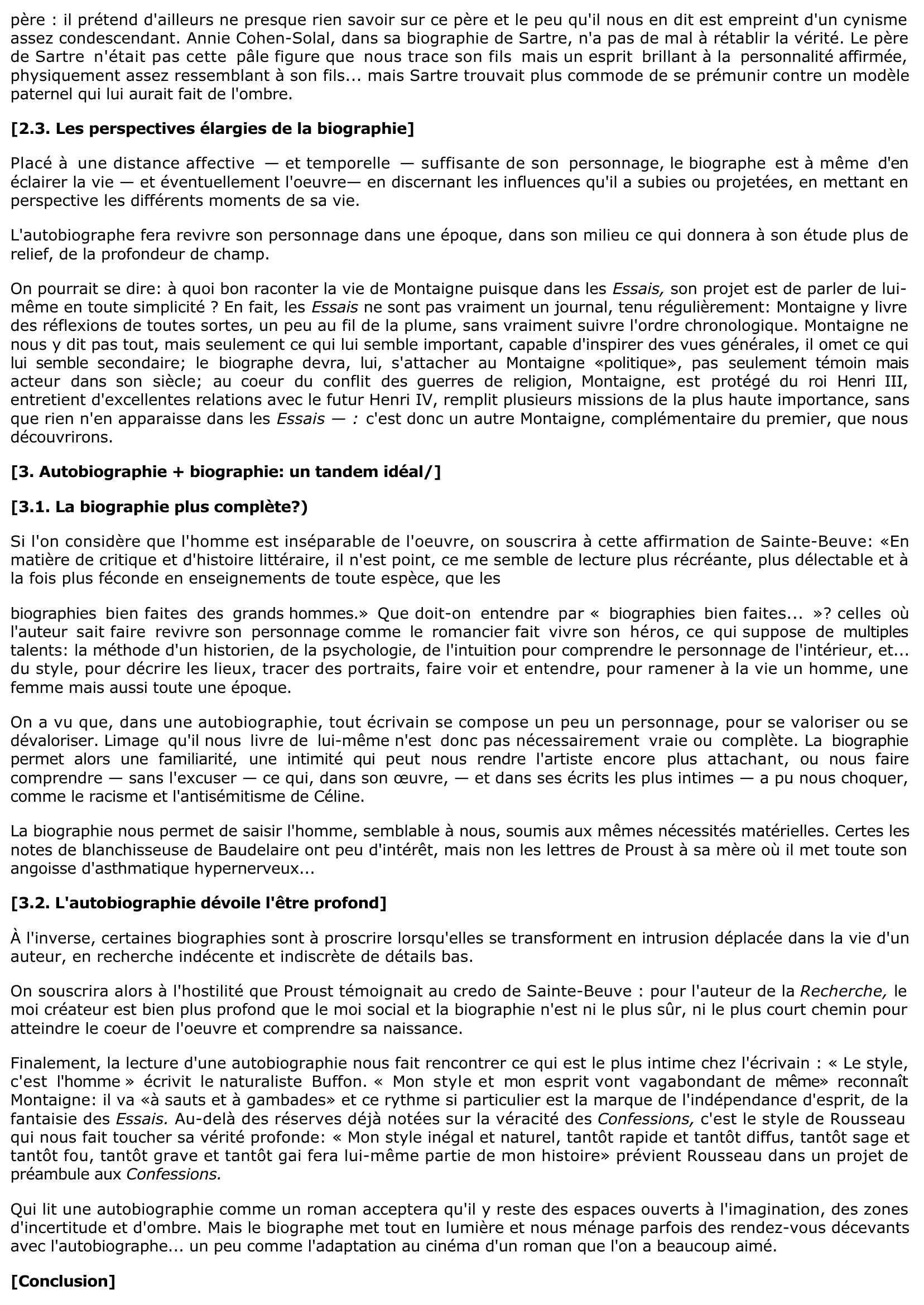 Prévisualisation du document Faut-il compléter la lecture d'une autobiographie par celle d'une biographie ?