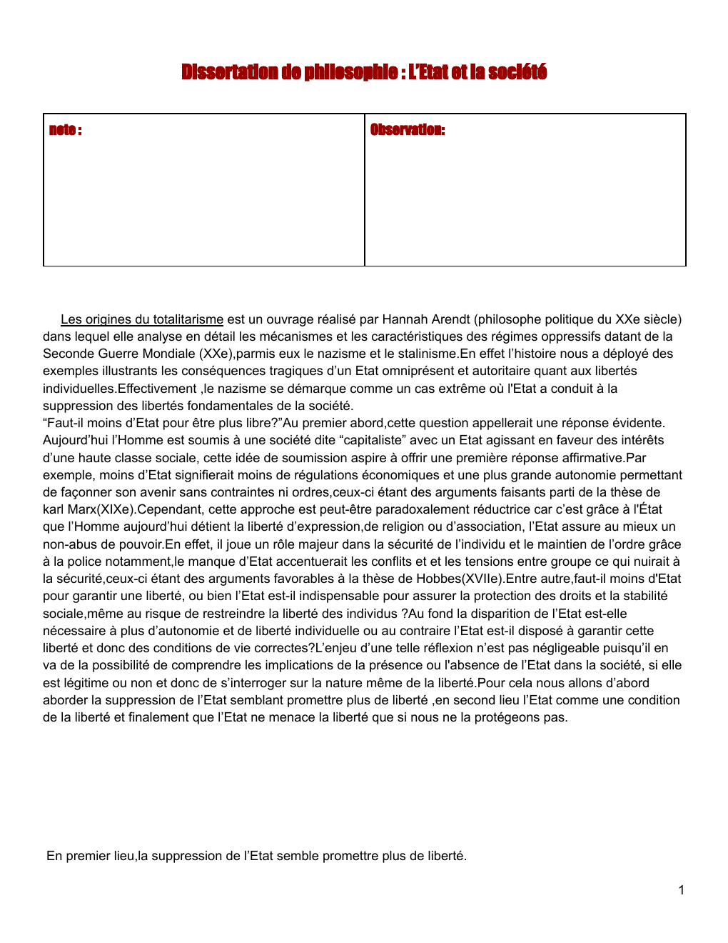 Prévisualisation du document Faut-il moins d’Etat pour être plus libre ?