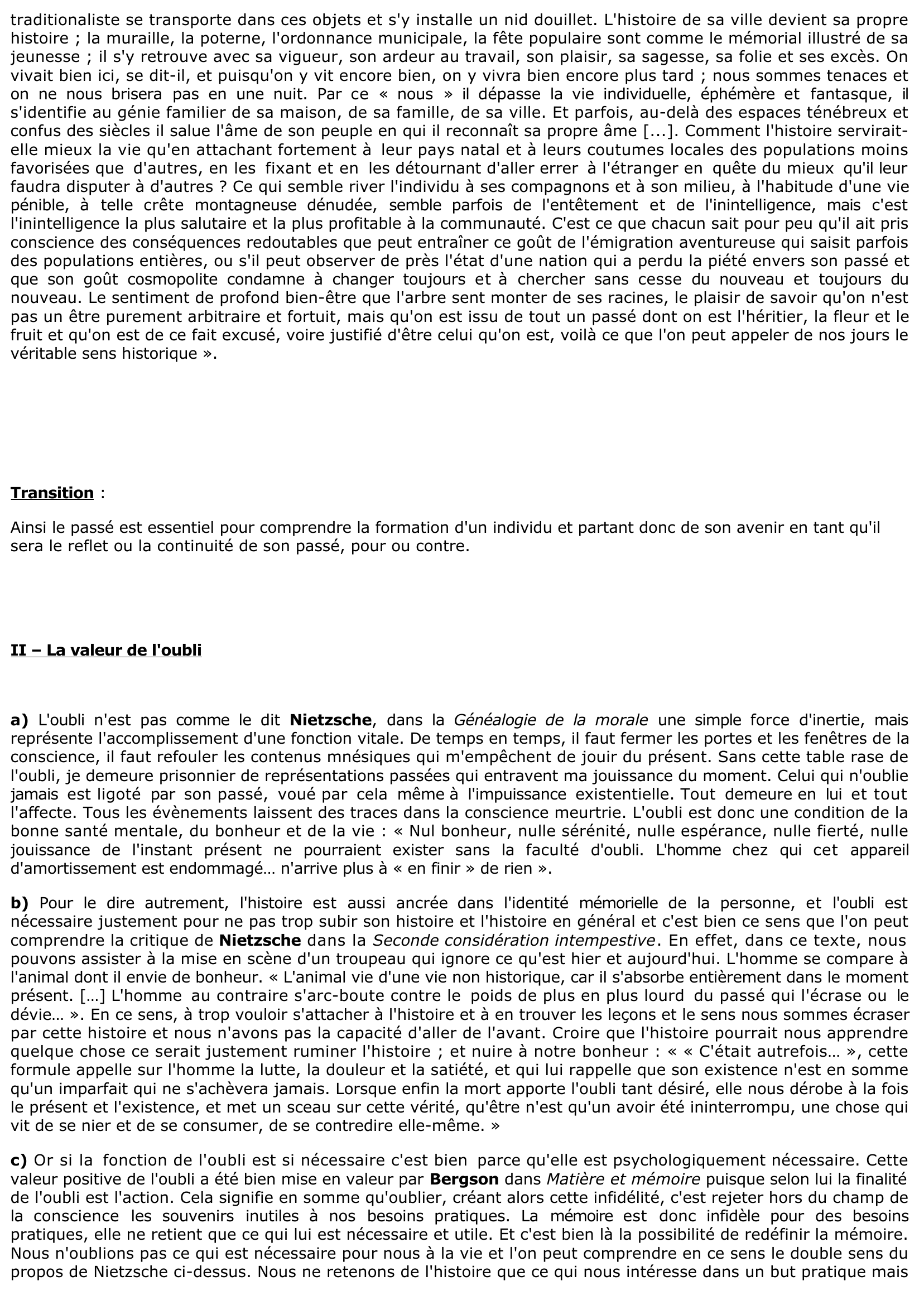 Prévisualisation du document Faut-il oublier le passé pour se donner un avenir ?