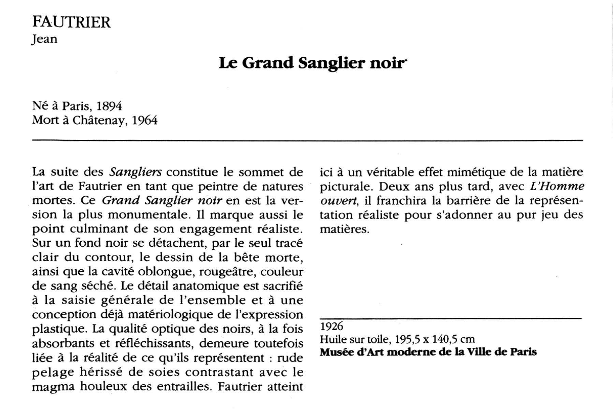 Prévisualisation du document FAUTRIER Jean : Le Grand Sanglier noir
