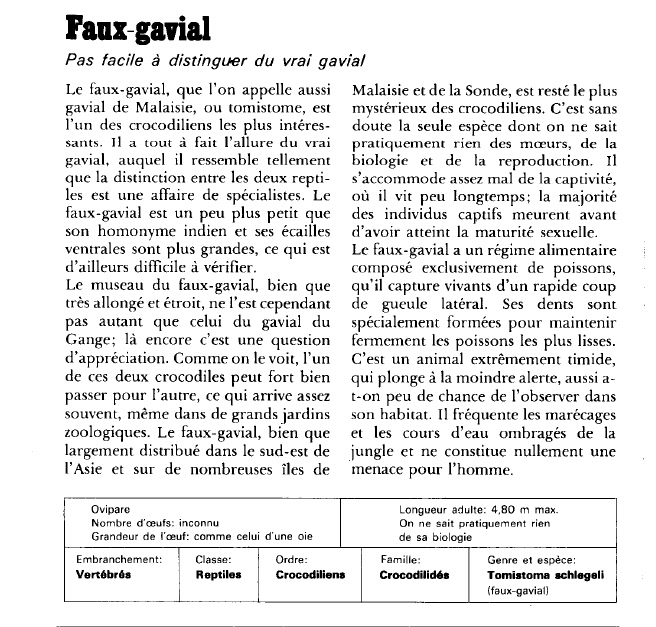 Prévisualisation du document Faux-gavial:Pas facile à distinguer du vrai gavial.