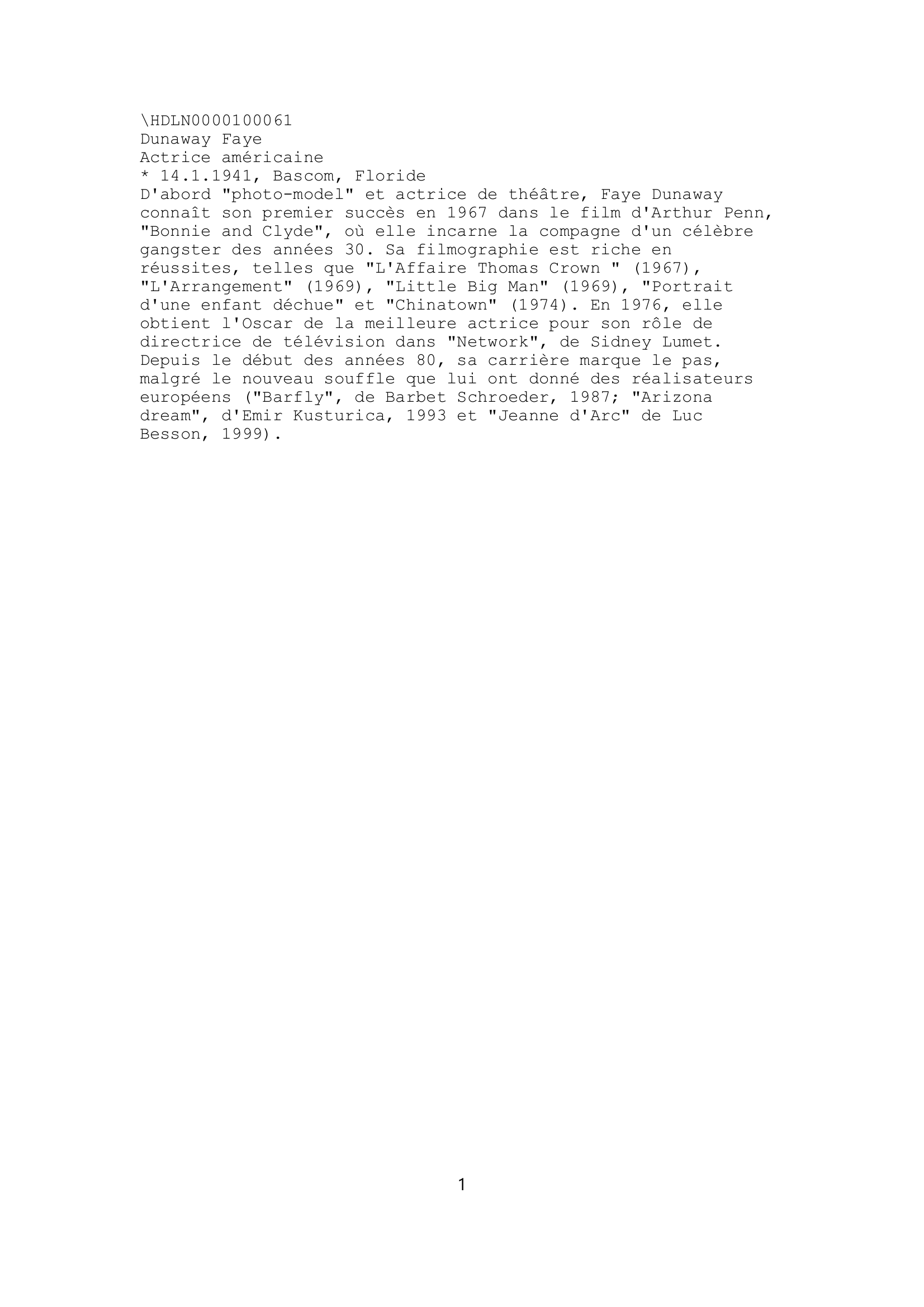 Prévisualisation du document FAYE DUNAWAY