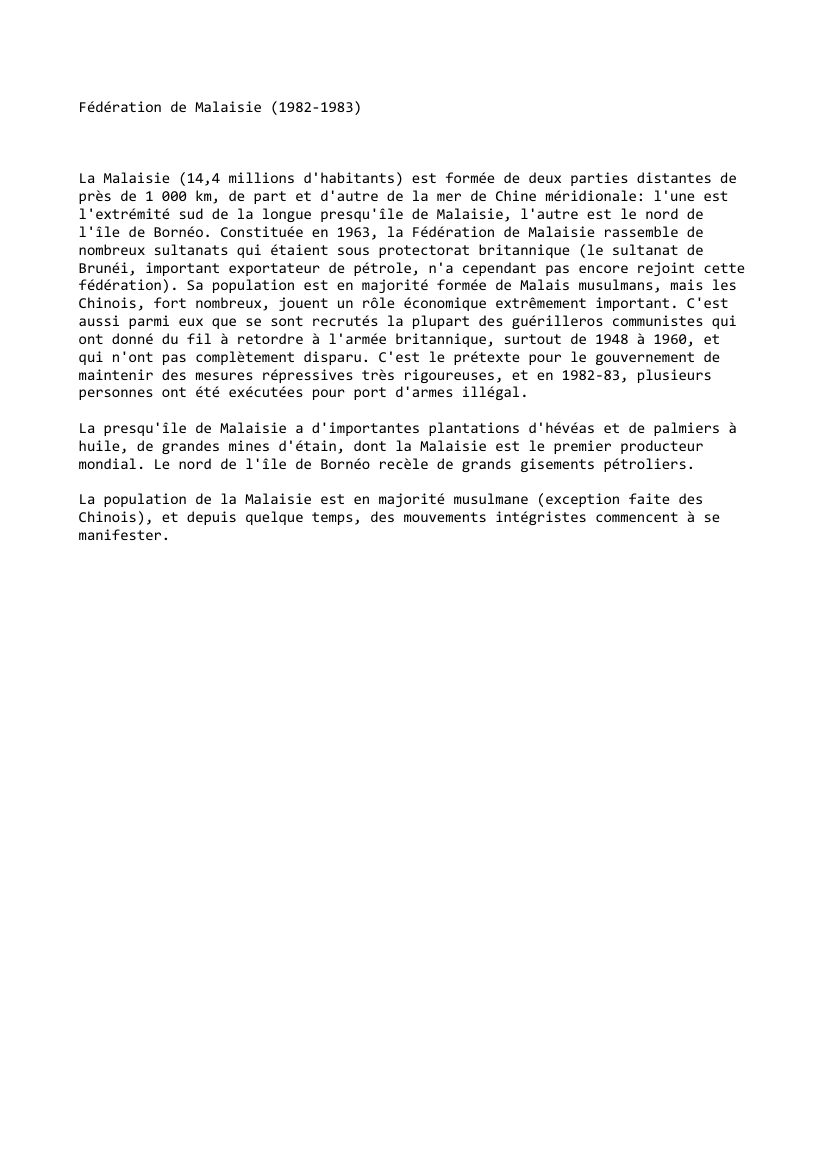 Prévisualisation du document Fédération de Malaisie (1982-1983)