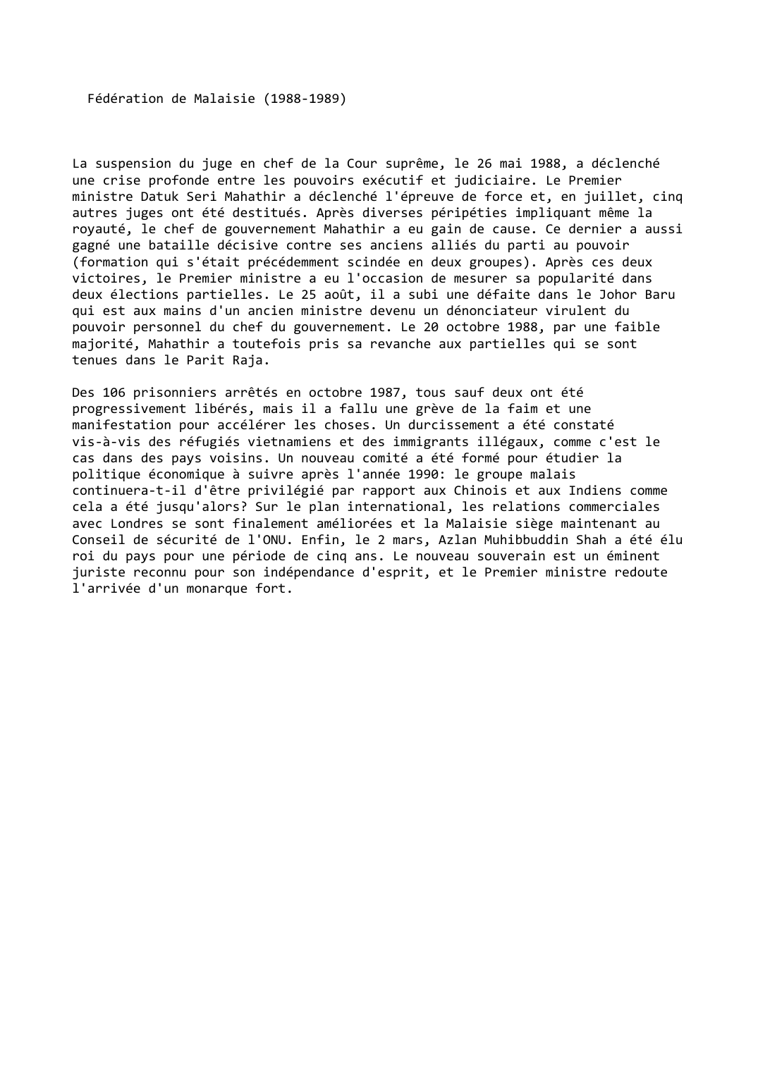 Prévisualisation du document Fédération de Malaisie (1988-1989)