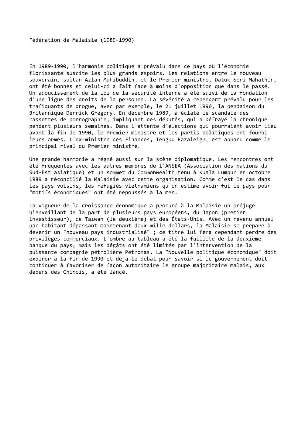 Prévisualisation du document Fédération de Malaisie (1989-1990)