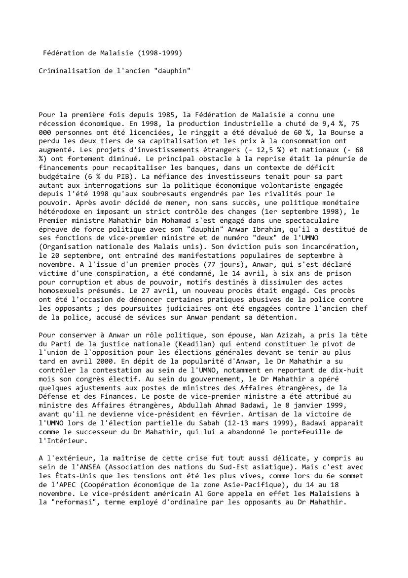 Prévisualisation du document Fédération de Malaisie (1998-1999)