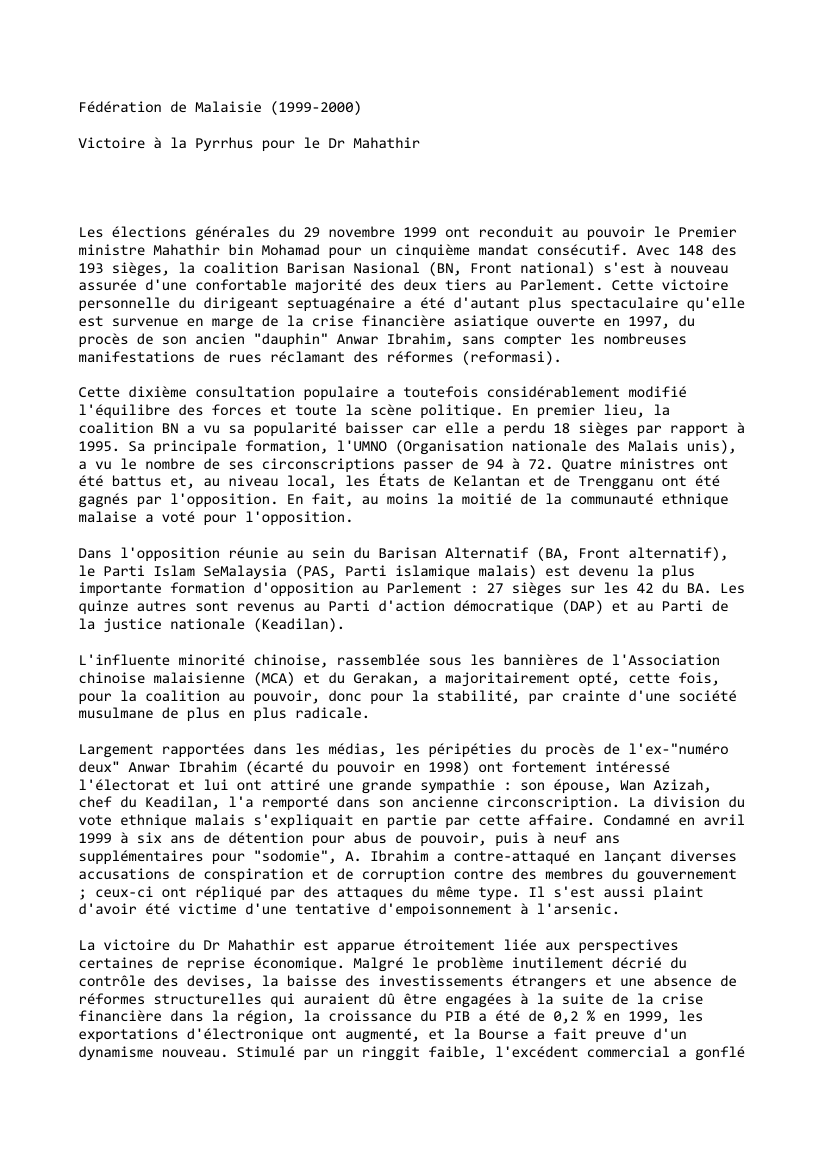 Prévisualisation du document Fédération de Malaisie (1999-2000)