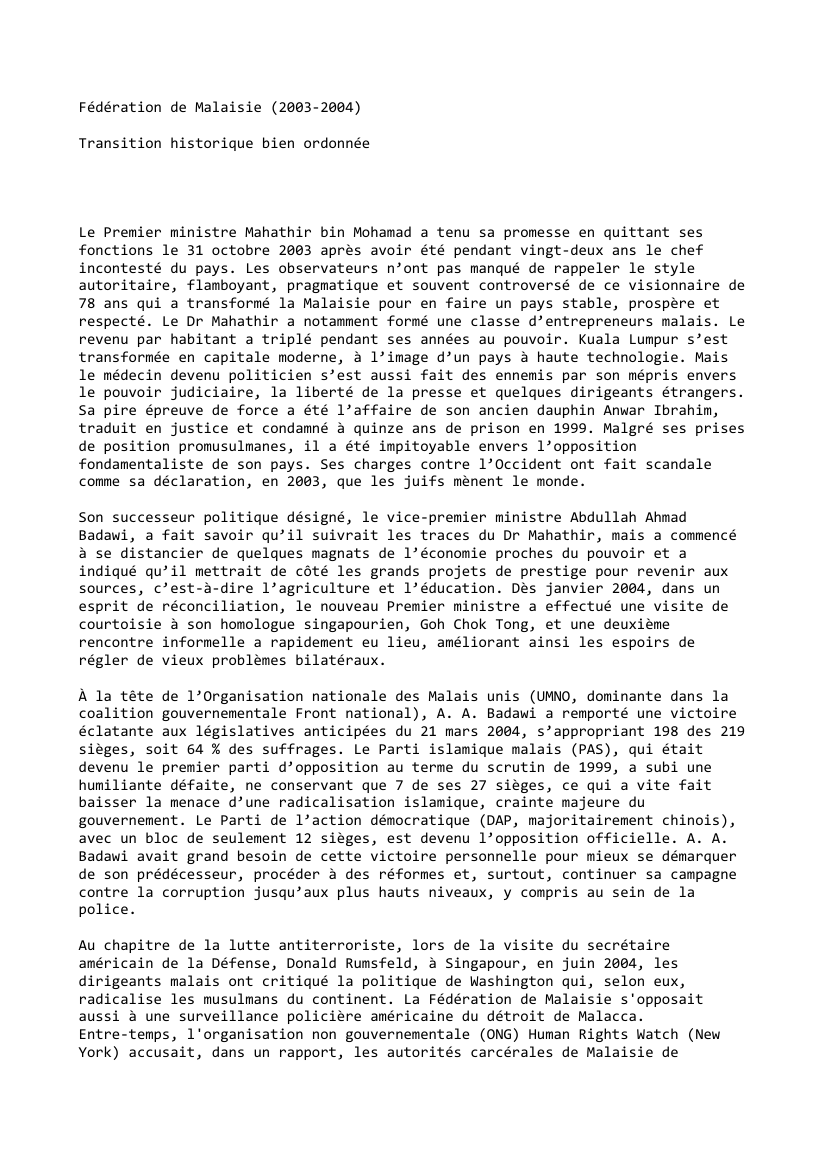 Prévisualisation du document Fédération de Malaisie (2003-2004)