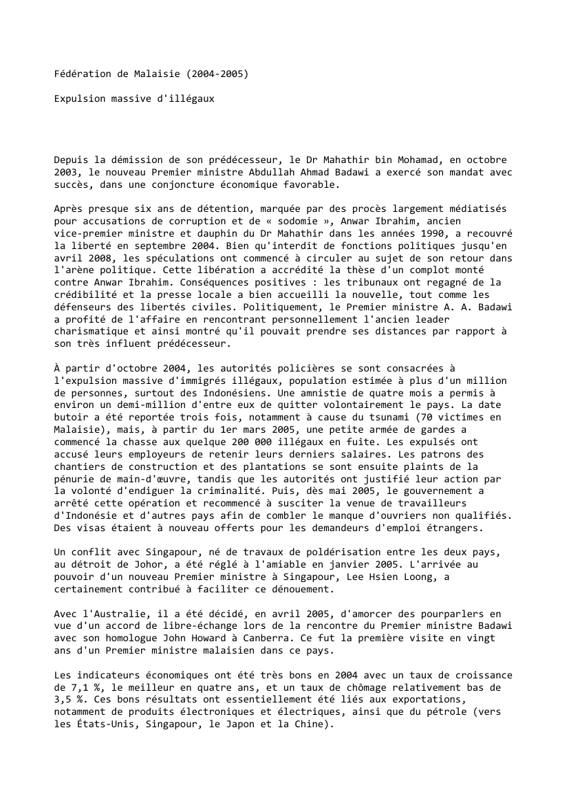 Prévisualisation du document Fédération de Malaisie (2004-2005)