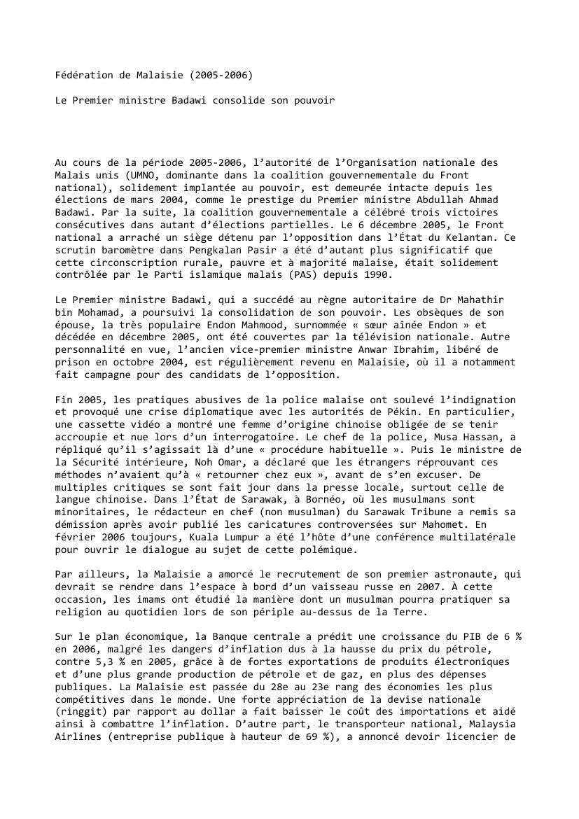 Prévisualisation du document Fédération de Malaisie (2005-2006)