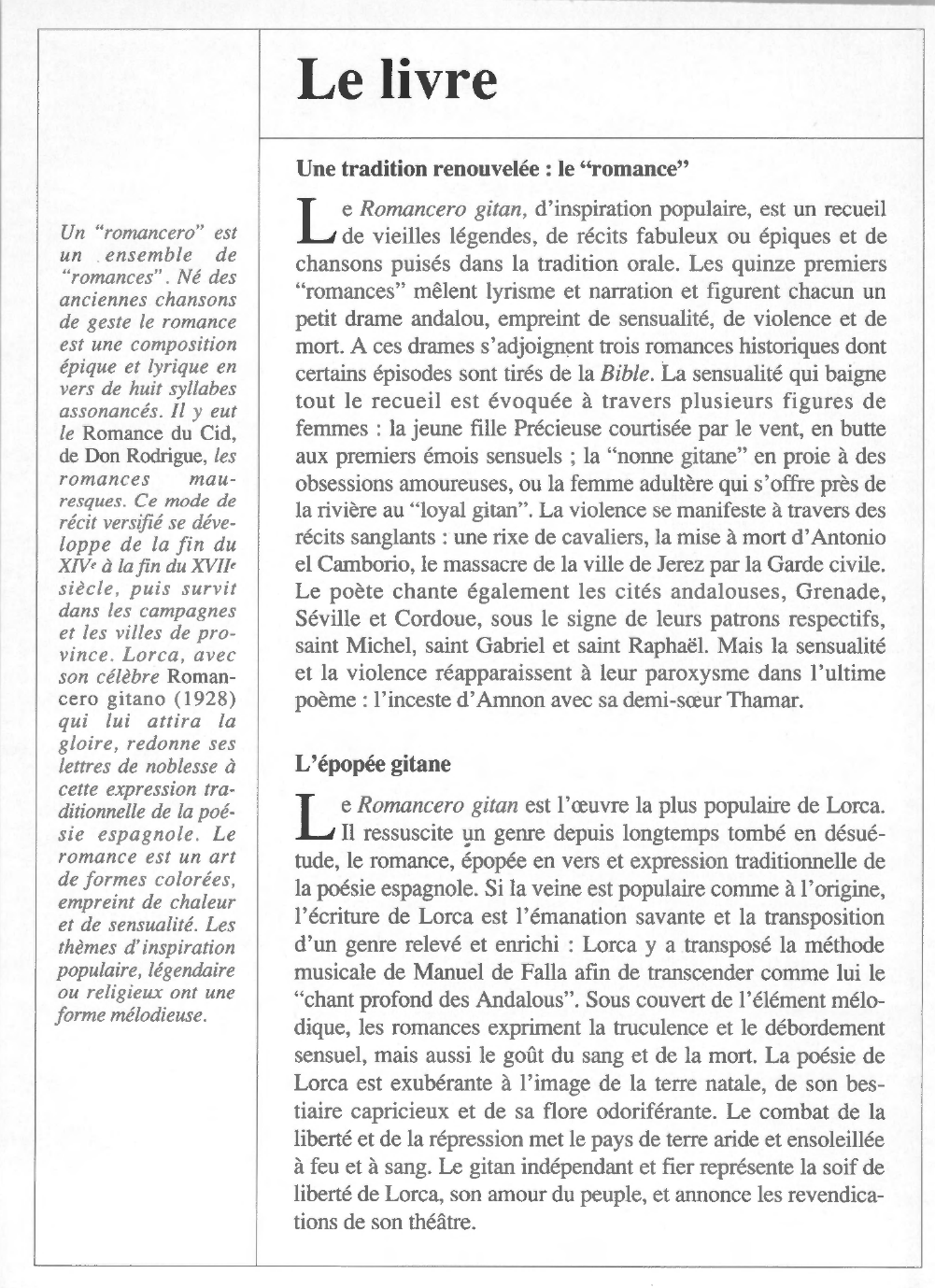 Prévisualisation du document Federico GARCIA LORCA : Romancero gitan