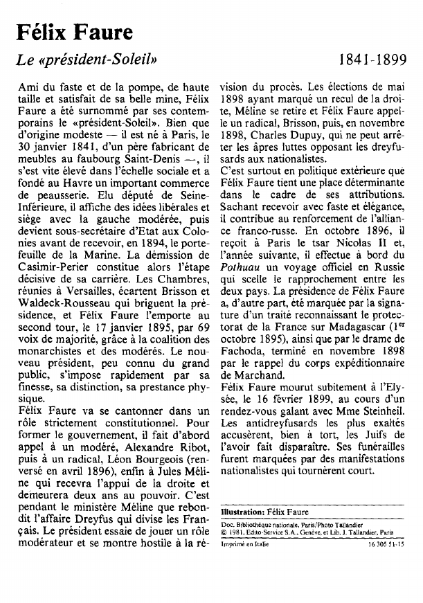 Prévisualisation du document Félix FaureLe «président-Soleil».