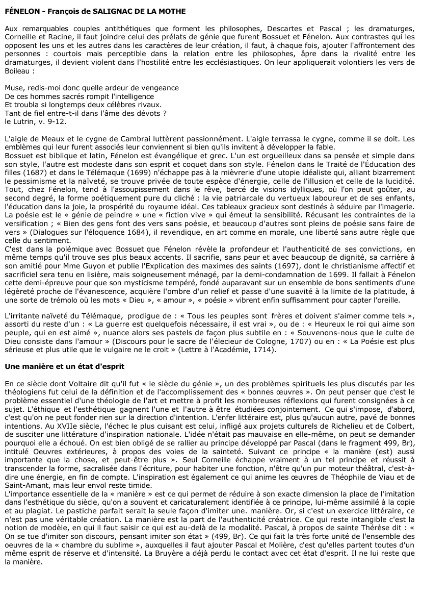 Prévisualisation du document 	FÉNELON - François de SALIGNAC DE LA MOTHE