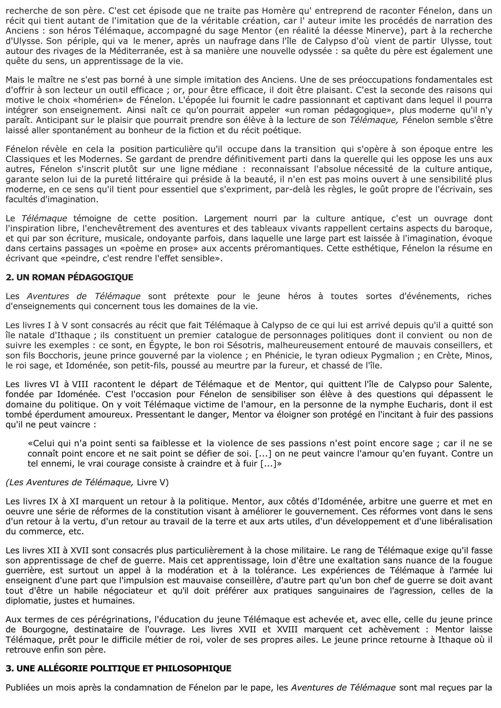 Prévisualisation du document FÉNELON: Les Aventures de Télémaque