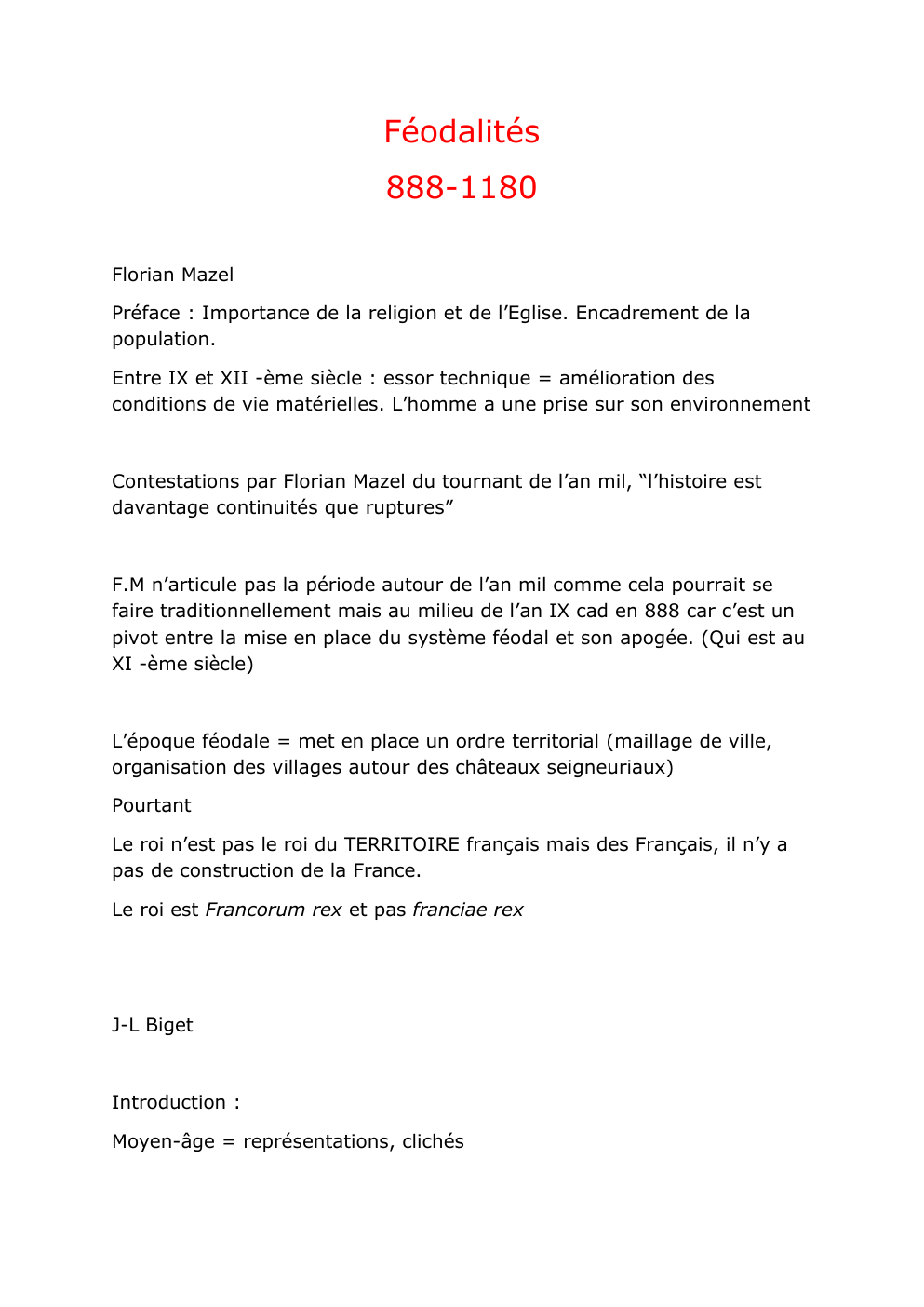 Prévisualisation du document féodalités