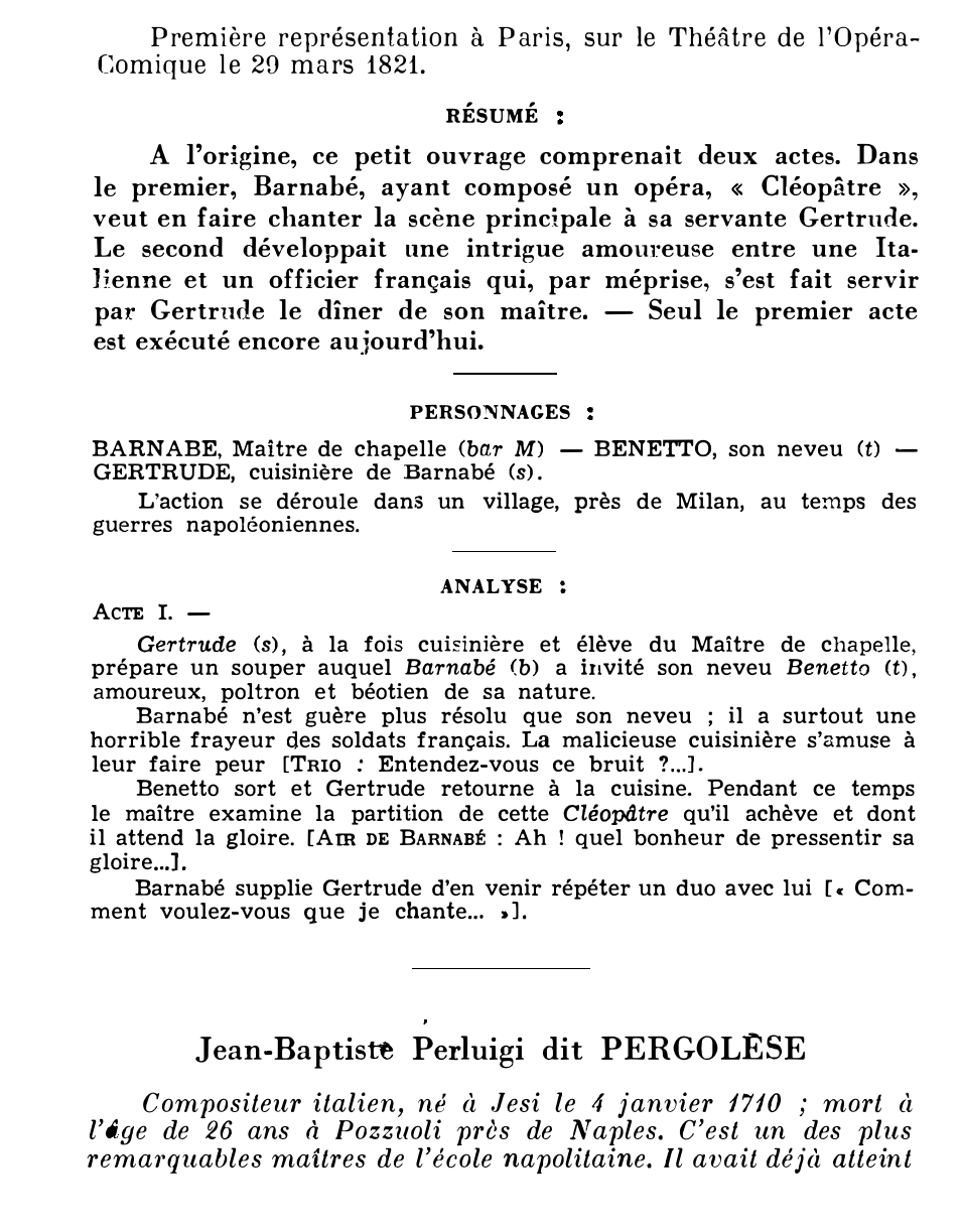 Prévisualisation du document Ferdinand PAËR: LE MAÎTRE DE CHAPELLE (résumé et analyse de l’œuvre – Répertoire lyrique)