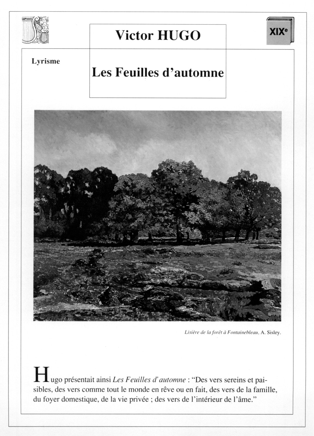 Prévisualisation du document FEUILLES D’AUTOMNE (Les)  Victor Hugo (Résumé de l’ouvrage)