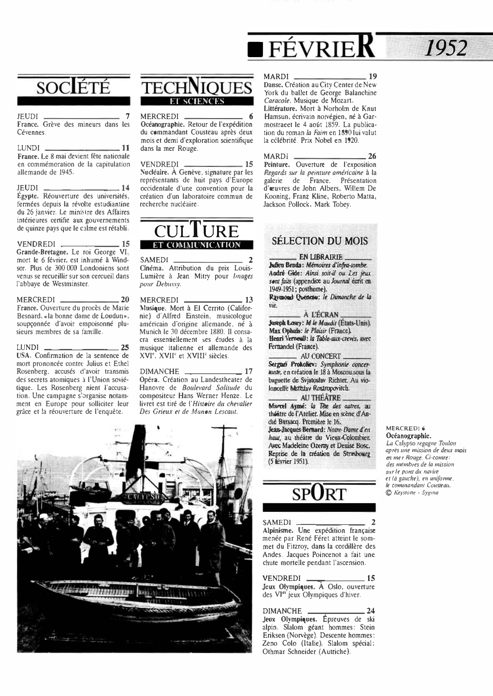 Prévisualisation du document Février 1952 dans le monde (histoire chronologique)