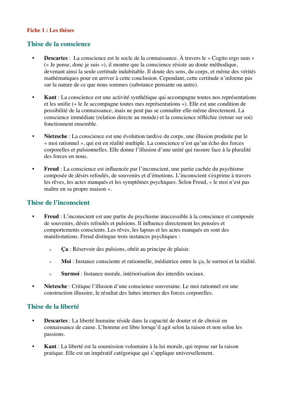 Prévisualisation du document Fiche 1 : Les thèses résumé, fiches de lecture