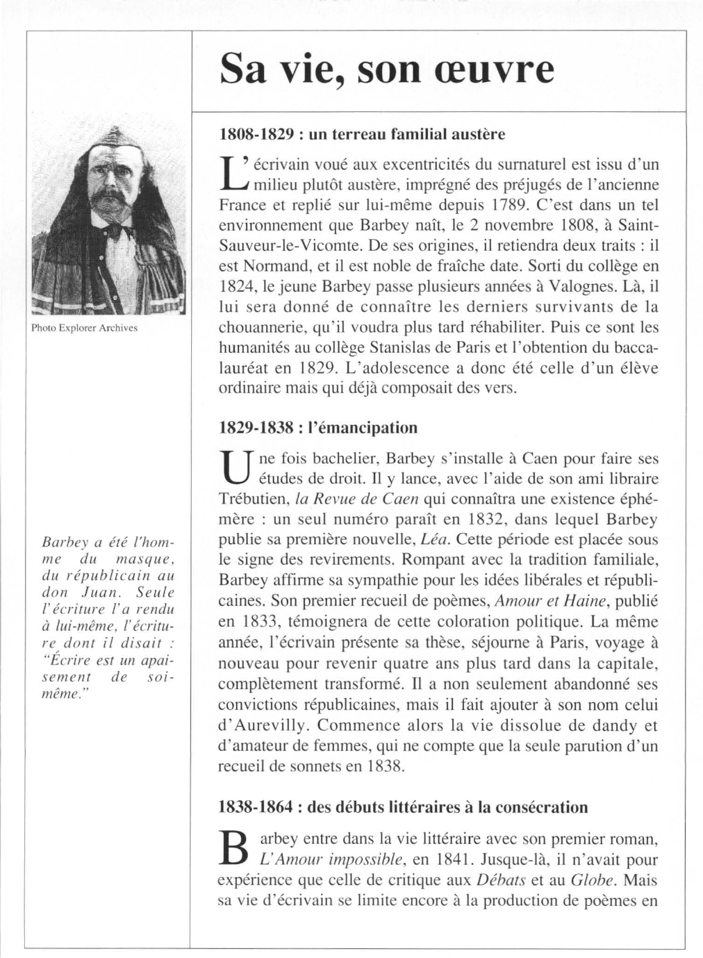 Prévisualisation du document Fiche Auteur : Jules-Amédée BARBEY d' AUREVILLY