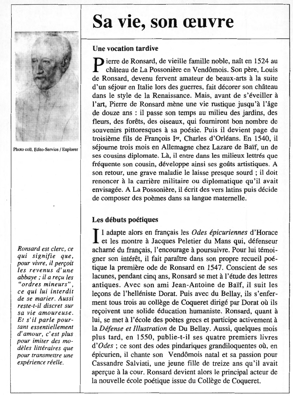 Prévisualisation du document Fiche Auteur : Pierre de RONSARD
